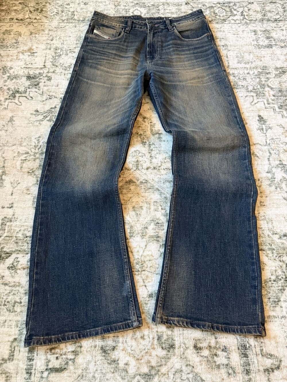 Diesel Bootcut Jeans Size 32 Blue Distressed Denim